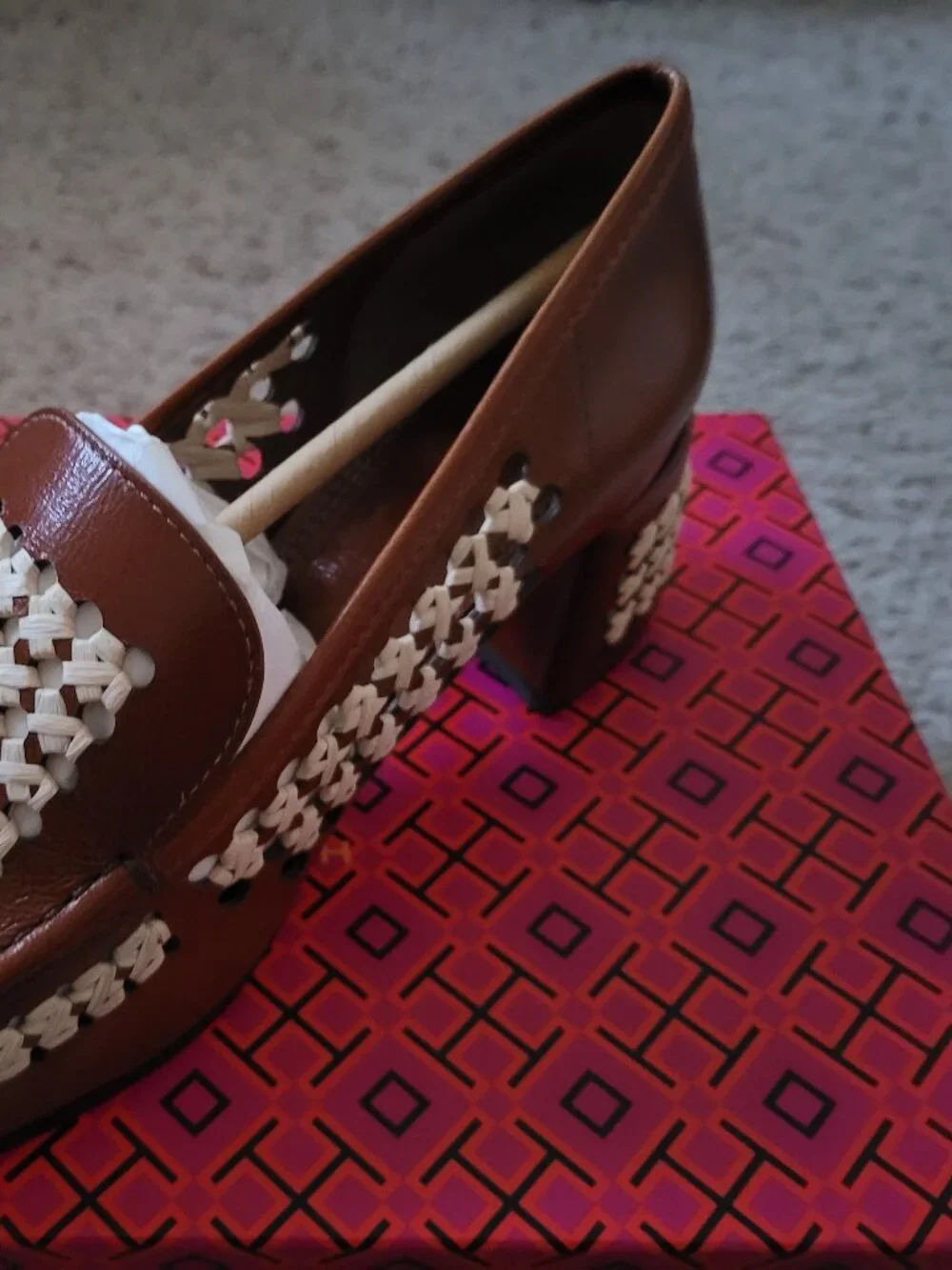 NIB Tory Burch Woven Raffia 55M< Loafer 9